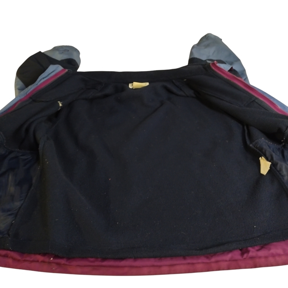 Columbia Mens Removable Fleece  Liner Jacket Burgundy Blue Hooded ZIP Size 18/20 - Picture 6 of 8